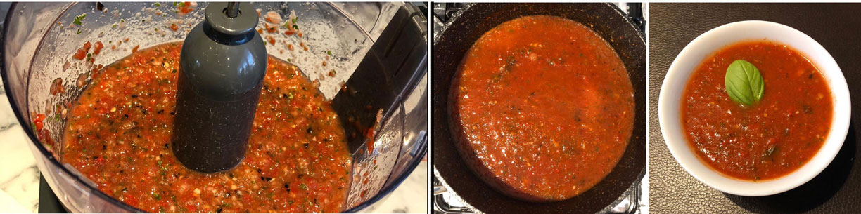 Aubergine and tomato sauce