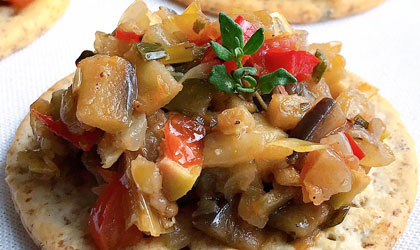 Courgette and aubergine caponata