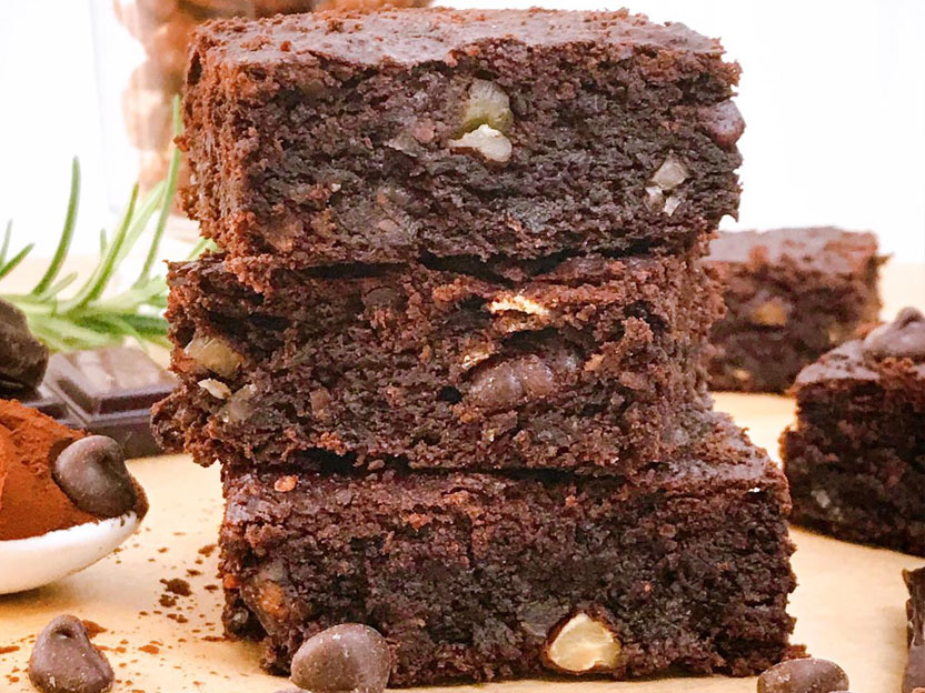 Cocoa and avocado brownie